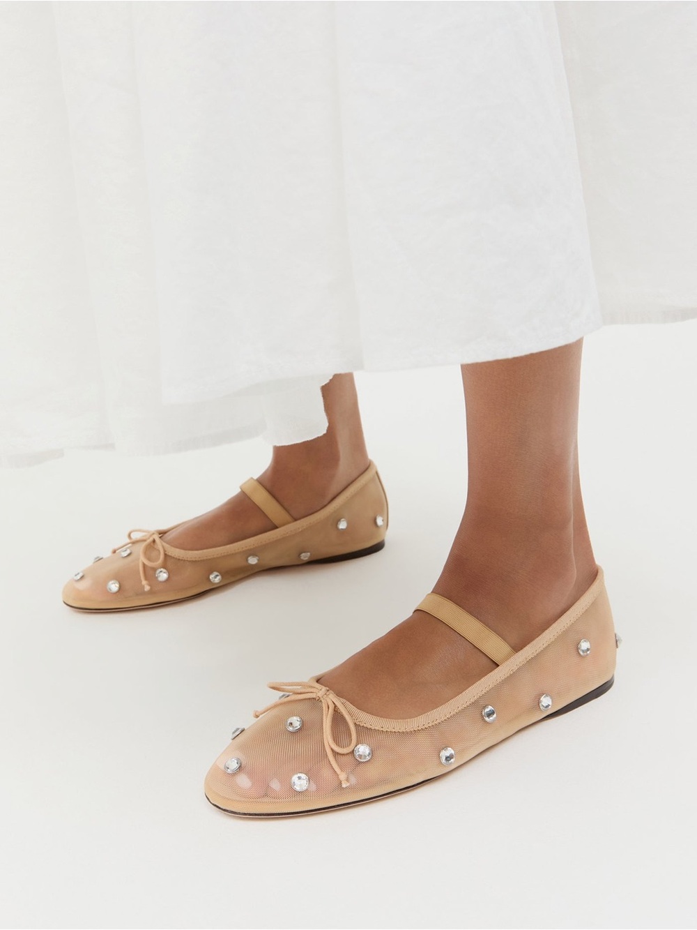 Loeffler Randall Leonie Caramel Crystal Ballet Flats